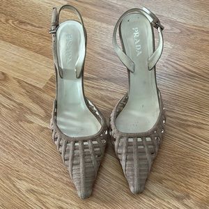 Vintage Suede Prada Slingbacks